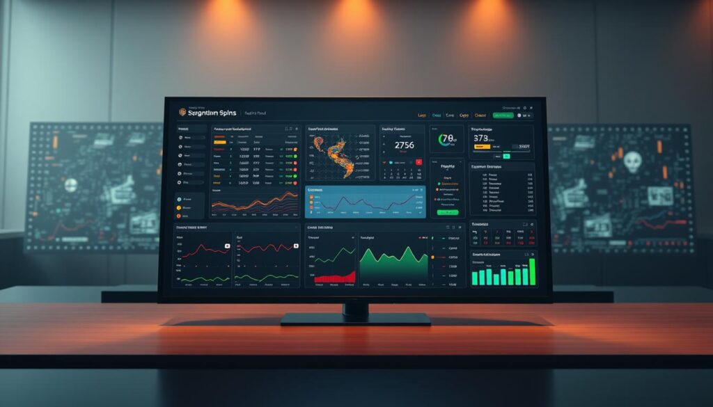 A sleek, minimalist dashboard displaying real-time sports betting data on a high-resolution display. The foreground features an array of interactive charts, graphs, and betting odds panels, all presented with a clean, intuitive interface. The middle ground showcases live event feeds, match statistics, and customizable alert notifications. In the background, a sophisticated algorithmic engine processes massive data streams, providing sophisticated analytics and predictive insights. Warm, ambient lighting casts a professional, business-like atmosphere, while a subtle, high-contrast color palette reinforces the dashboard's clarity and focus. Rendered with a cinematic, slightly wide-angle lens to capture the dynamic, high-tech nature of this cutting-edge sports betting tool.